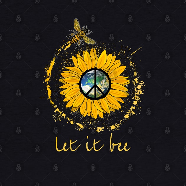 Let It Bee Hippie Sunflower Bee by Raul Caldwell